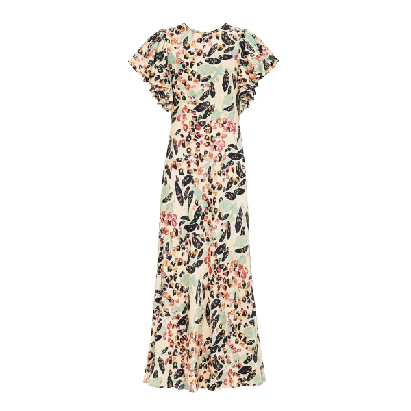 Ulla Johnson Mariam Flutter Sleeve Dress in Calla Lily | Midi Dresses | Coveti
