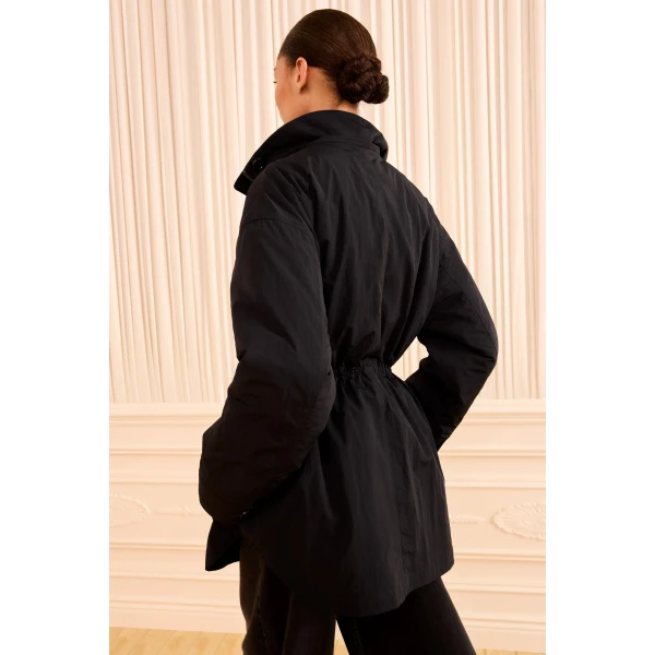 Ulla Johnson Milo Jacket with Fur Lined Hood in Noir