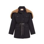 Ulla Johnson Milo Jacket with Fur Lined Hood in Noir | Jackets | Coveti