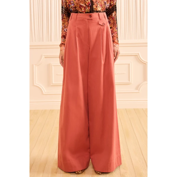 Ulla Johnson Motherwell Wide Leg Trouser in Bronze