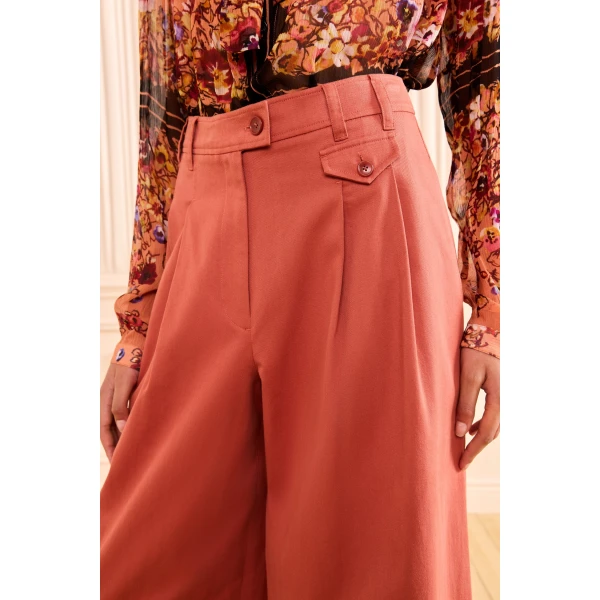Ulla Johnson Motherwell Wide Leg Trouser in Bronze