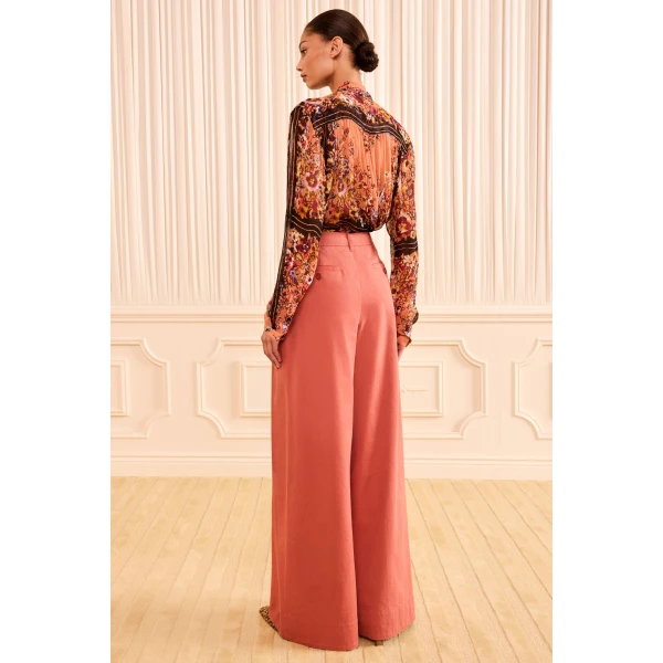 Ulla Johnson Motherwell Wide Leg Trouser in Bronze