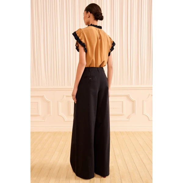 Ulla Johnson Motherwell Wide Leg Trouser in Noir