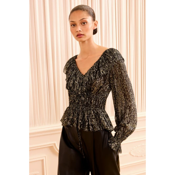 Ulla Johnson Odilia Ruffled Blouse in Noir