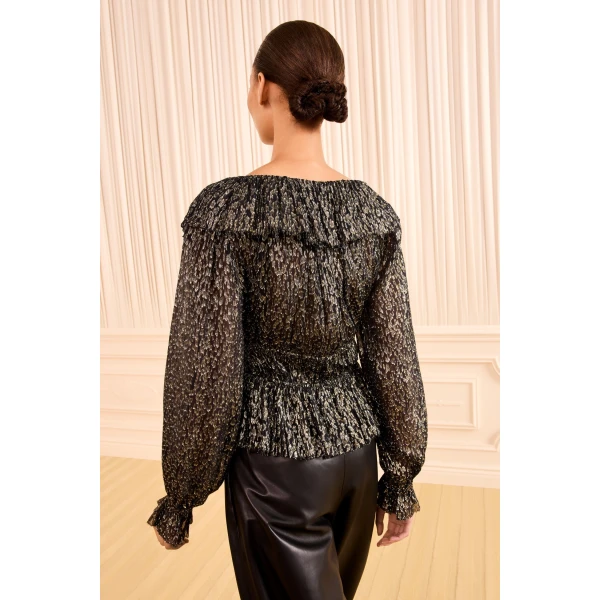 Ulla Johnson Odilia Ruffled Blouse in Noir
