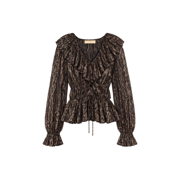 Odilia Ruffled Blouse in Noir