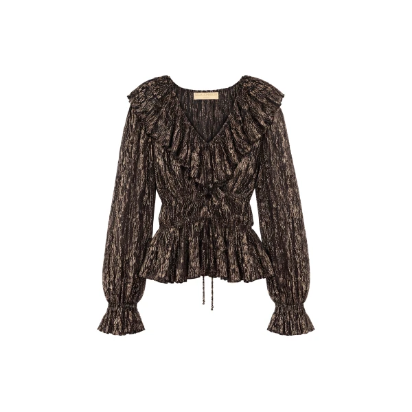 Odilia Ruffled Blouse in Noir