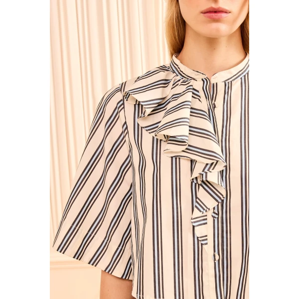 Ulla Johnson Perrine Blouse in Ecru Stripe