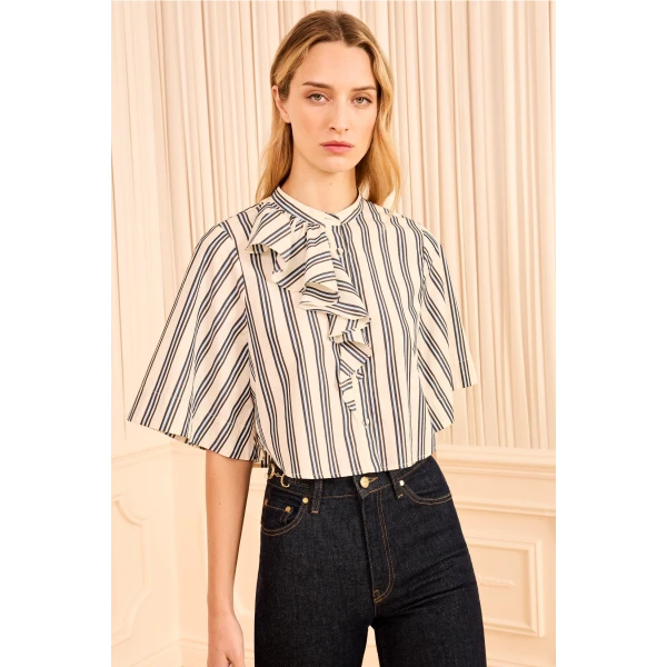 Ulla Johnson Perrine Blouse in Ecru Stripe