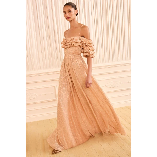 Ulla Johnson Persephone Off the Shoulder Gown in Cosmos