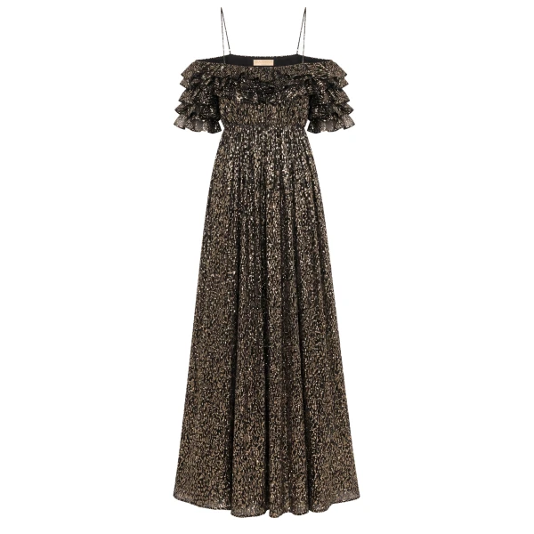 Persephone Off the Shoulder Gown in Noir