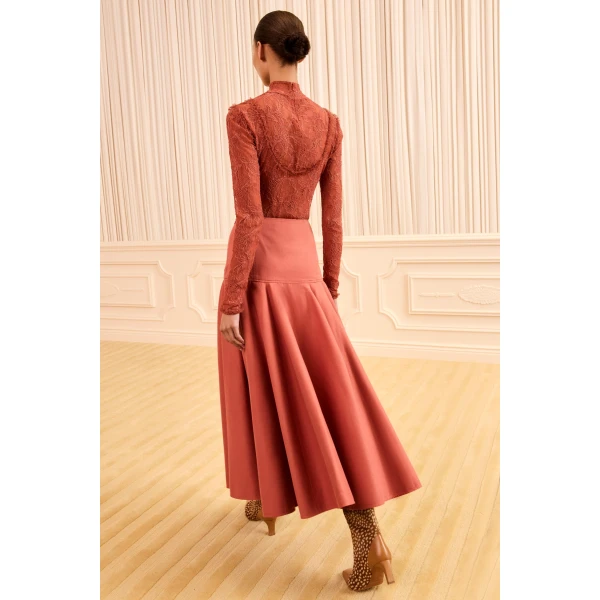 Ulla Johnson Rosara Flared Midi Skirt in Bronze