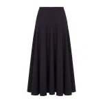 Ulla Johnson Rosara Flared Midi Skirt in Noir | Midi Skirts | Coveti