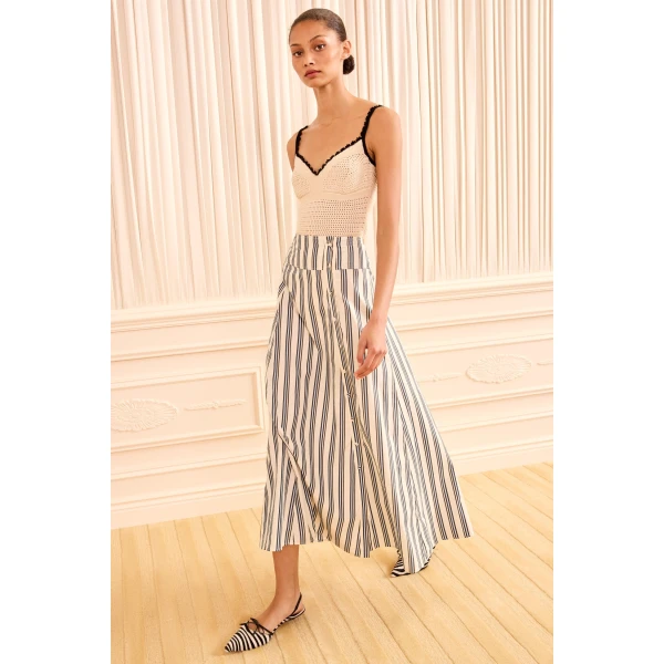 Ulla Johnson Rosenne Midi Skirt in Ecru Stripe