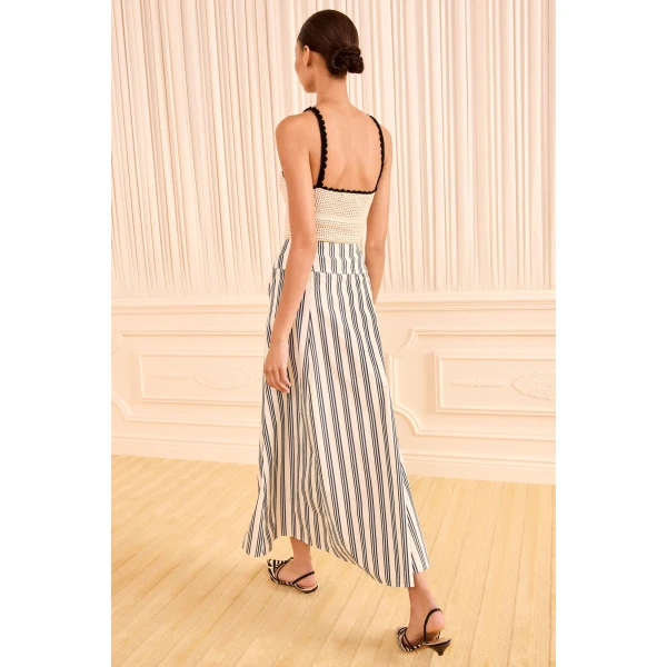 Ulla Johnson Rosenne Midi Skirt in Ecru Stripe
