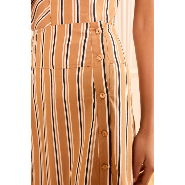 Ulla Johnson Rosenne Midi Skirt in Fawn Stripe
