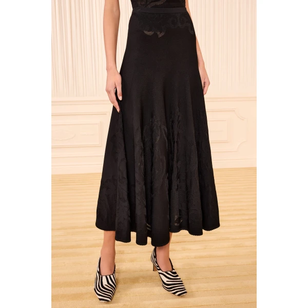 Ulla Johnson Rosina Midi Knit Skirt in Noir
