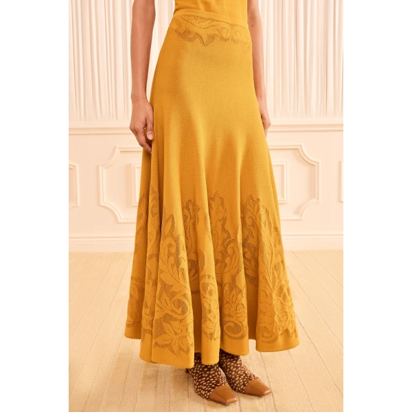 Ulla Johnson Rosina Midi Knit Skirt in Topaz