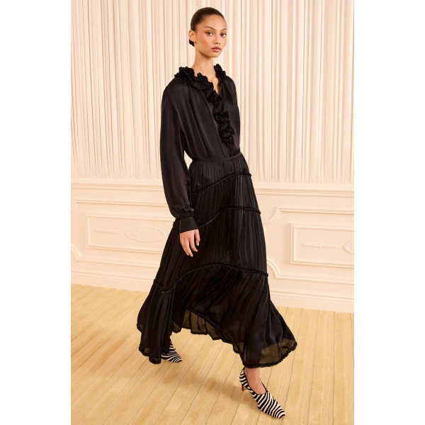 Ulla Johnson Samira Midi Skirt in Noir