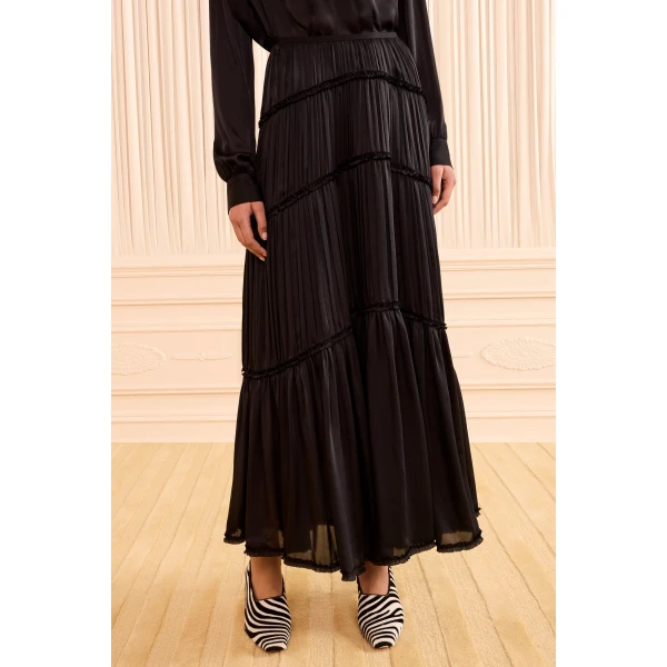Ulla Johnson Samira Midi Skirt in Noir