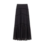Ulla Johnson Samira Midi Skirt in Noir | Midi Skirts | Coveti