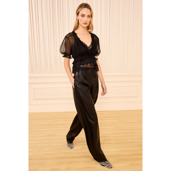 Ulla Johnson Selene Puff Sleeve Top in Noir