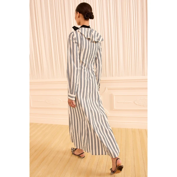 Ulla Johnson Sofia Dress with Removable Tie in Ecru Stripe