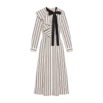 Ulla Johnson Sofia Dress with Removable Tie in Ecru Stripe | Maxi Dresses | Coveti