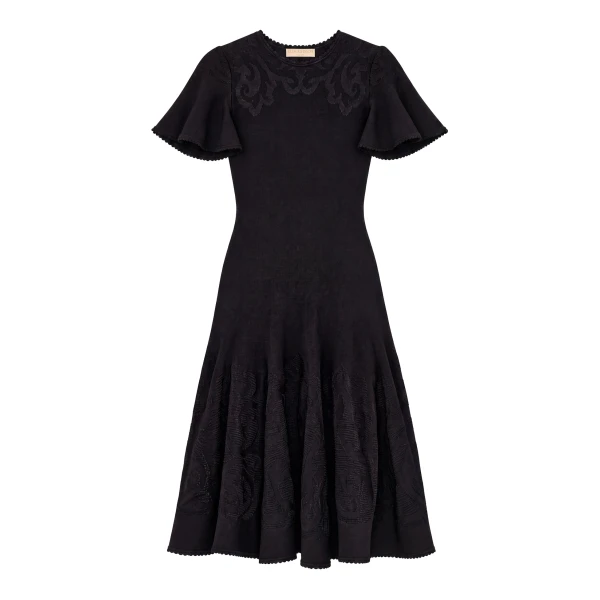 Ulla Johnson Tahlia Knit Mini Dress in Noir | Midi Dresses | Coveti
