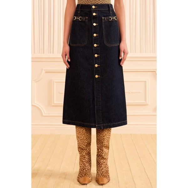 Ulla Johnson The Lisbet Denim Skirt in Tigris