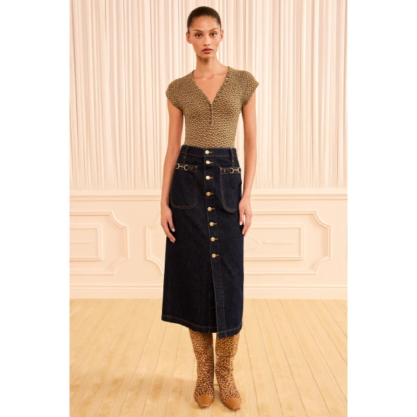 Ulla Johnson The Lisbet Denim Skirt in Tigris