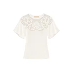 Ulla Johnson Vara Knit Top in Cowrie | Short Sleeved | Coveti