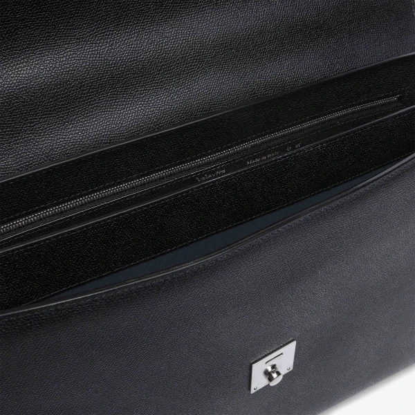 Valextra Avietta Briefcase with Flap 24H in Black | Men Bags | Coveti