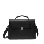 Valextra Avietta Briefcase with Flap 24H in Black | Men Bags | Coveti
