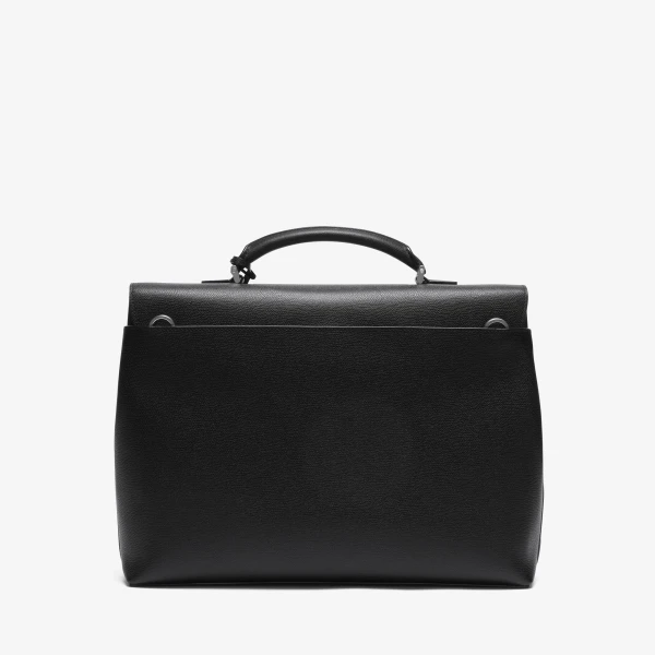 Valextra Avietta Briefcase with Flap 24H in Black | Men Bags | Coveti