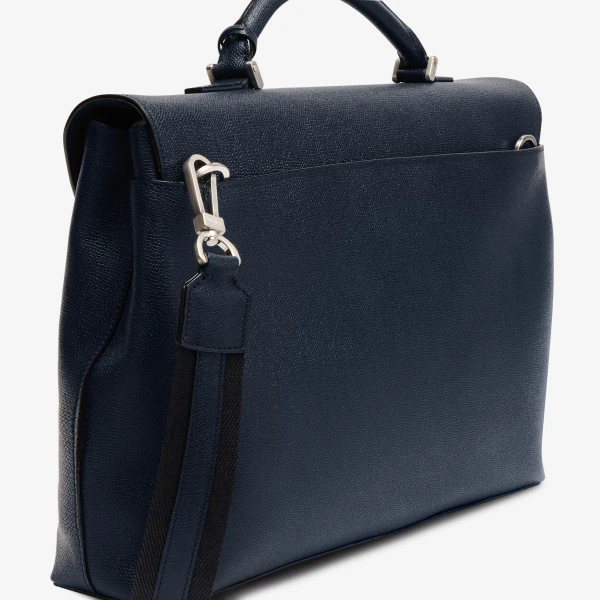 Valextra Avietta Briefcase with Flap 24H in Dark Blue | Men Bags | Coveti