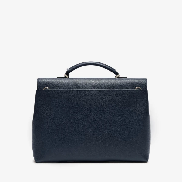 Valextra Avietta Briefcase with Flap 24H in Dark Blue | Men Bags | Coveti
