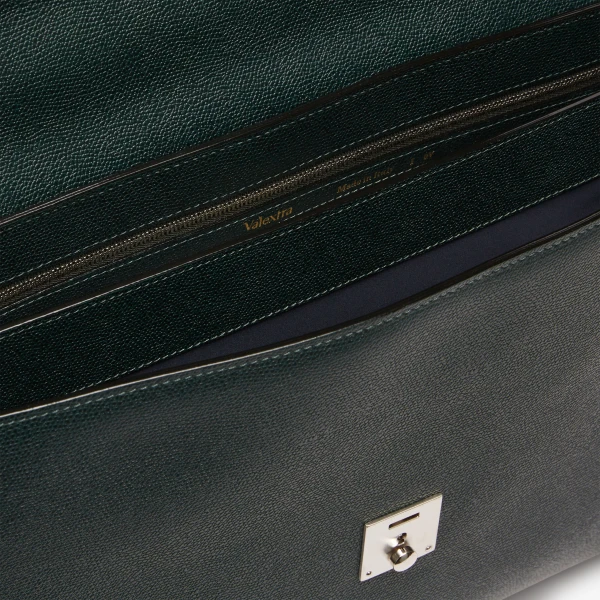 Valextra Avietta Briefcase with Flap 24H in Valextra Green | Men Bags | Coveti