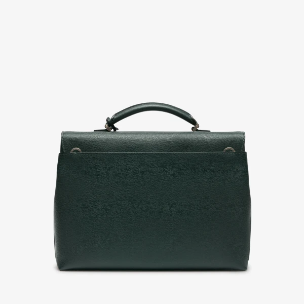Valextra Avietta Briefcase with Flap 24H in Valextra Green | Men Bags | Coveti