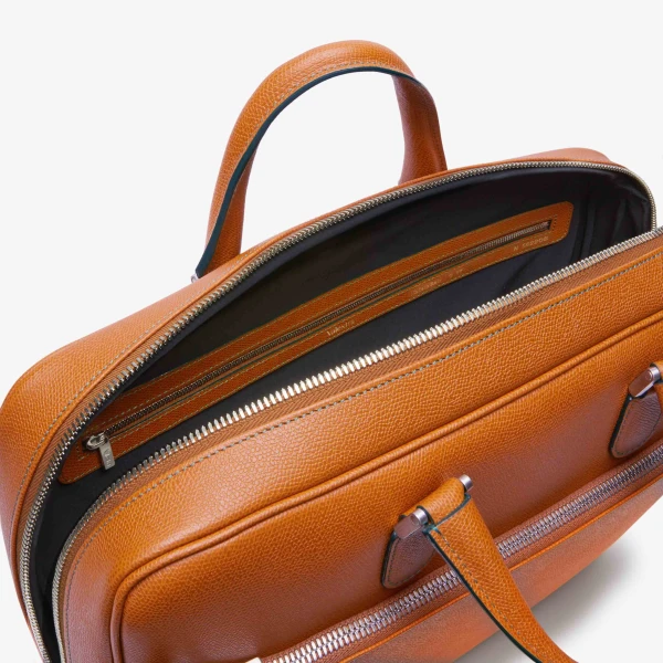 Valextra Avietta Briefcase with Zip 24H in Havana Brown | Men Bags | Coveti