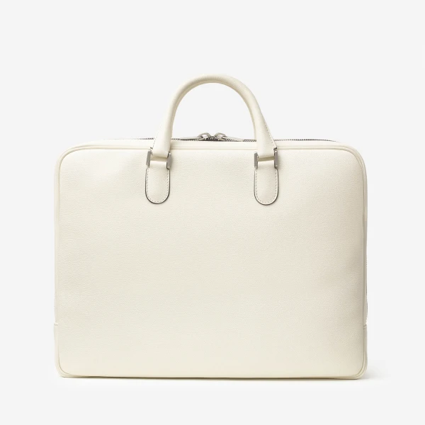Valextra Avietta Briefcase with Zip 24H in Pergamena White | Totes & Top-Handle Bags | Coveti