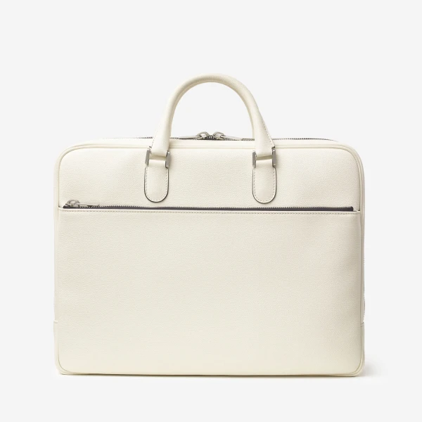 Valextra Avietta Briefcase with Zip 24H in Pergamena White | Totes & Top-Handle Bags | Coveti