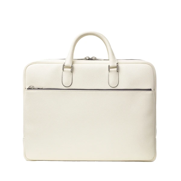 Valextra Avietta Briefcase with Zip 24H in Pergamena White | Totes & Top-Handle Bags | Coveti