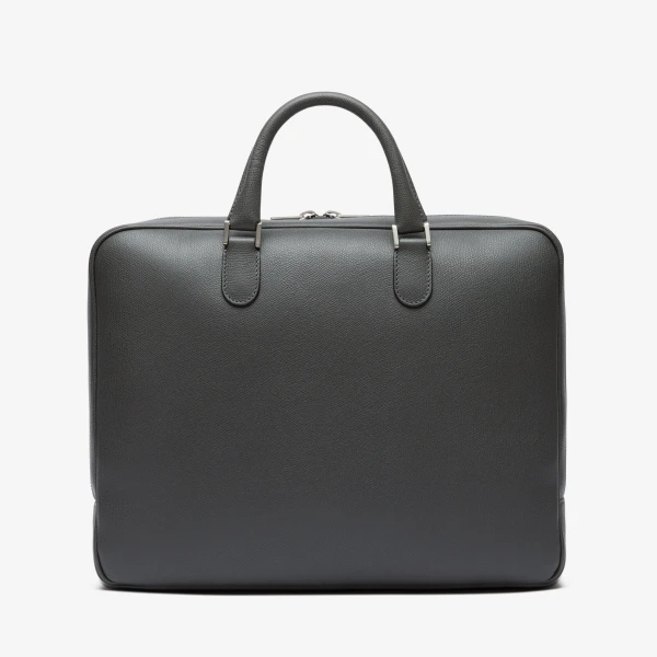 Valextra Avietta Briefcase with Zip 24H in Smokey Grey | Men Bags | Coveti