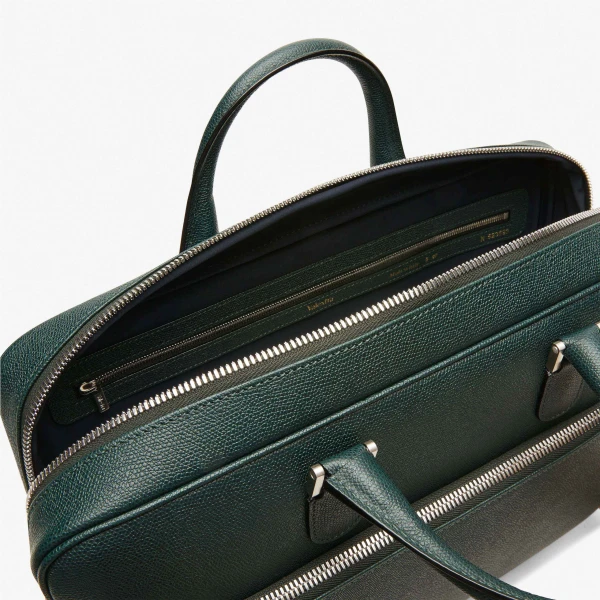Valextra Avietta Briefcase with Zip 24H in Valextra Green | Men Bags | Coveti