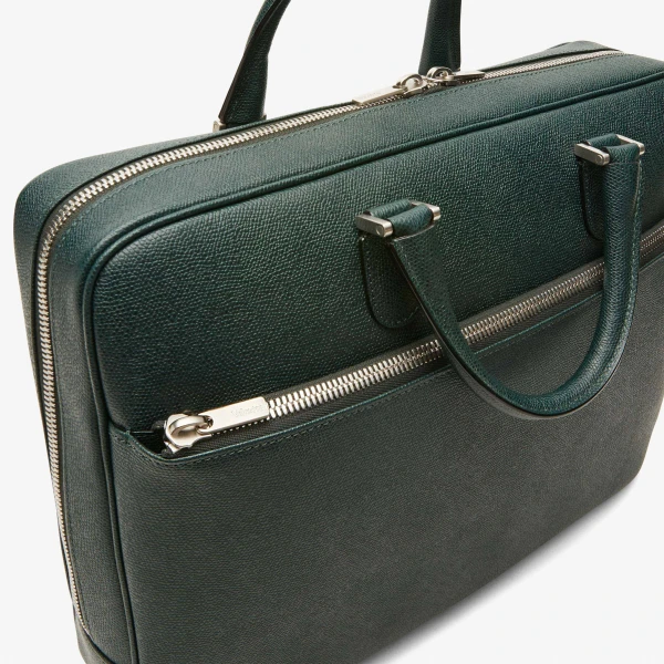 Valextra Avietta Briefcase with Zip 24H in Valextra Green | Men Bags | Coveti