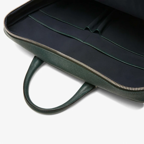 Valextra Avietta Briefcase with Zip 24H in Valextra Green | Men Bags | Coveti