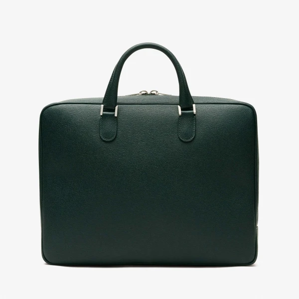 Valextra Avietta Briefcase with Zip 24H in Valextra Green | Men Bags | Coveti