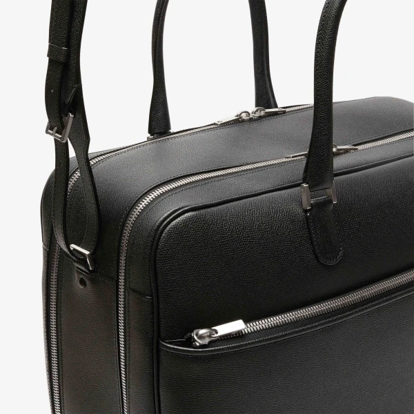Valextra Avietta Travel Bag Two Chambers in Black | Totes & Top-Handle Bags | Coveti