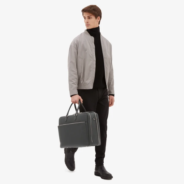 Valextra Avietta Travel Bag Two Chambers in Smokey Grey | Totes & Top-Handle Bags | Coveti